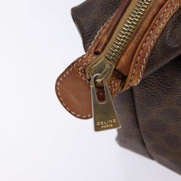 CELINE Macadam Canvas Clutch Bag PVC Leather Brown Gold Auth gh607