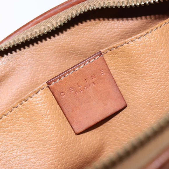 CELINE Macadam Canvas Clutch Bag PVC Leather Brown Gold Auth gh607