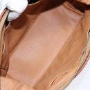 CELINE Macadam Canvas Clutch Bag PVC Leather Brown Gold Auth gh607-9