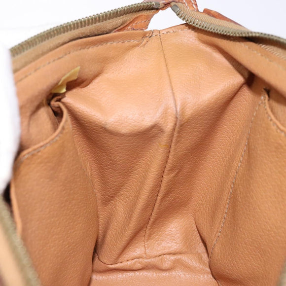 CELINE Macadam Canvas Clutch Bag PVC Leather Brown Gold Auth gh607