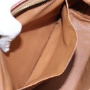 CELINE Macadam Canvas Clutch Bag PVC Leather Brown Gold Auth gh607-21