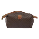 CELINE Macadam Canvas Clutch Bag PVC Leather Brown Gold Auth gh607-13