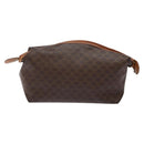 CELINE Macadam Canvas Clutch Bag PVC Leather Brown Gold Auth gh607-2