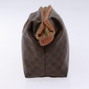 CELINE Macadam Canvas Clutch Bag PVC Leather Brown Gold Auth gh607-3