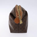 CELINE Macadam Canvas Clutch Bag PVC Leather Brown Gold Auth gh607-4