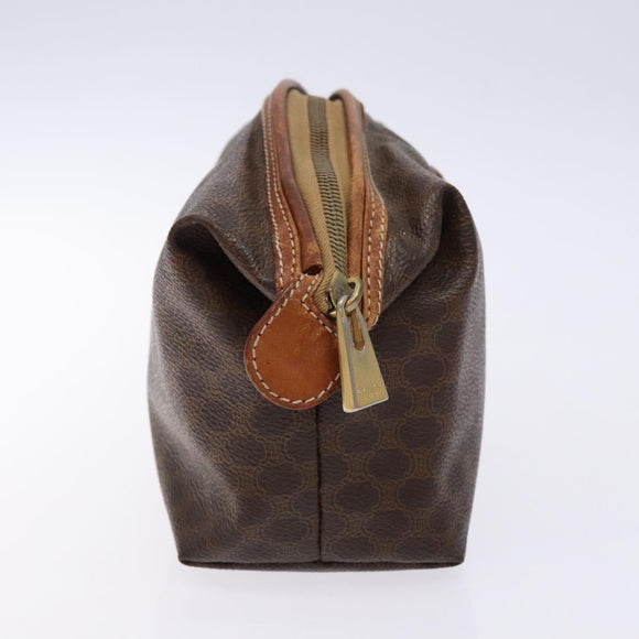 CELINE Macadam Canvas Clutch Bag PVC Leather Brown Gold Auth gh607