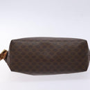 CELINE Macadam Canvas Clutch Bag PVC Leather Brown Gold Auth gh607-6