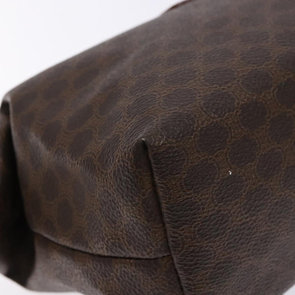 CELINE Macadam Canvas Clutch Bag PVC Leather Brown Gold Auth gh607
