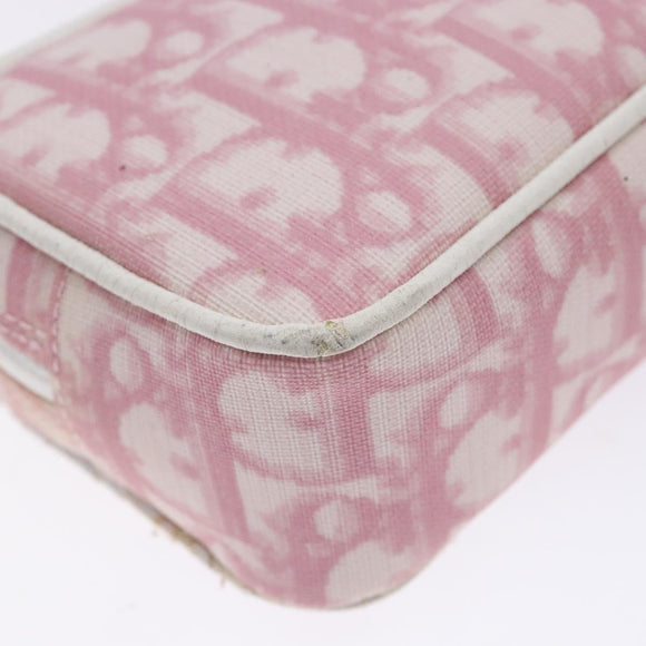 Christian Dior Trotter Canvas Pouch PVC Pink Silver Auth gh608