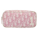 Christian Dior Trotter Canvas Pouch PVC Pink Silver Auth gh608-2