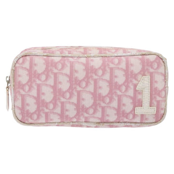 Christian Dior Trotter Canvas Pouch PVC Pink Silver Auth gh608 - 0