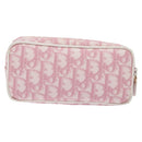 Christian Dior Trotter Canvas Pouch PVC Pink Silver Auth gh608-3
