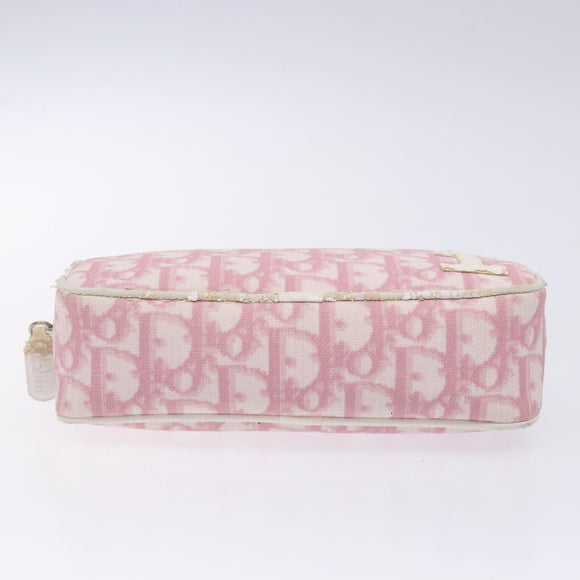 Christian Dior Trotter Canvas Pouch PVC Pink Silver Auth gh608