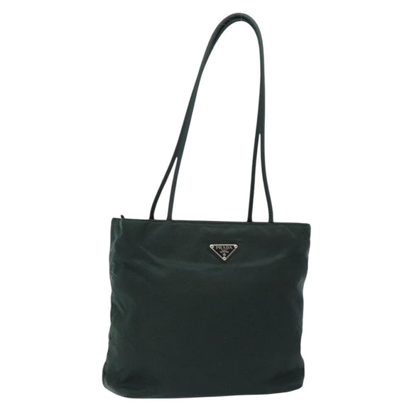 PRADA Tote Bag Nylon Green Silver Auth gh610