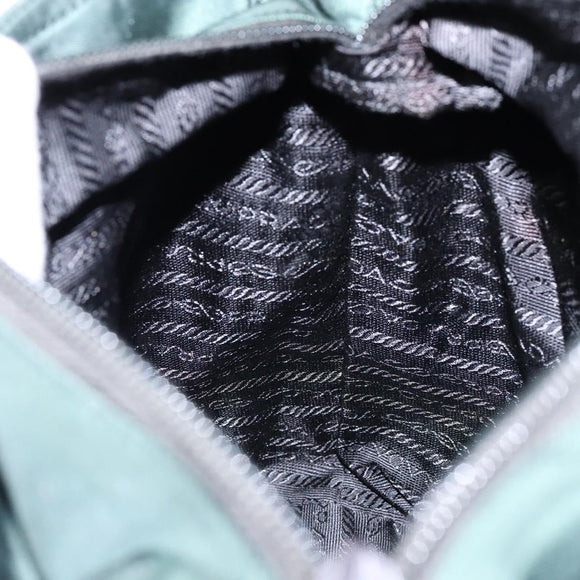 PRADA Tote Bag Nylon Green Silver Auth gh610