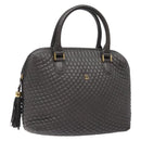 BALLY Hand Bag Leather Gray Gold Auth gh611-1