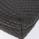 BALLY Hand Bag Leather Gray Gold Auth gh611-15