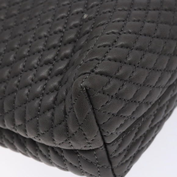 BALLY Hand Bag Leather Gray Gold Auth gh611