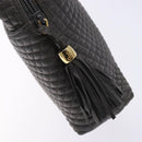 BALLY Hand Bag Leather Gray Gold Auth gh611-9