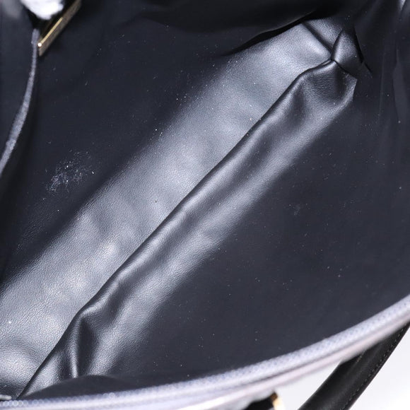 BALLY Hand Bag Leather Gray Gold Auth gh611