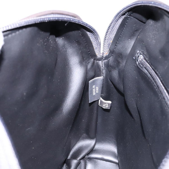 BALLY Hand Bag Leather Gray Gold Auth gh611