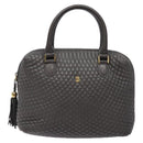 BALLY Hand Bag Leather Gray Gold Auth gh611-13