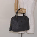 BALLY Hand Bag Leather Gray Gold Auth gh611-23