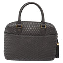 BALLY Hand Bag Leather Gray Gold Auth gh611-2