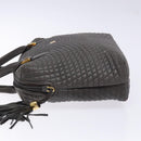 BALLY Hand Bag Leather Gray Gold Auth gh611-4