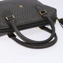 BALLY Hand Bag Leather Gray Gold Auth gh611-7