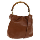 GUCCI Bamboo Hand Bag Leather 2way Brown Gold 001 2113 1638 Auth gh612-1