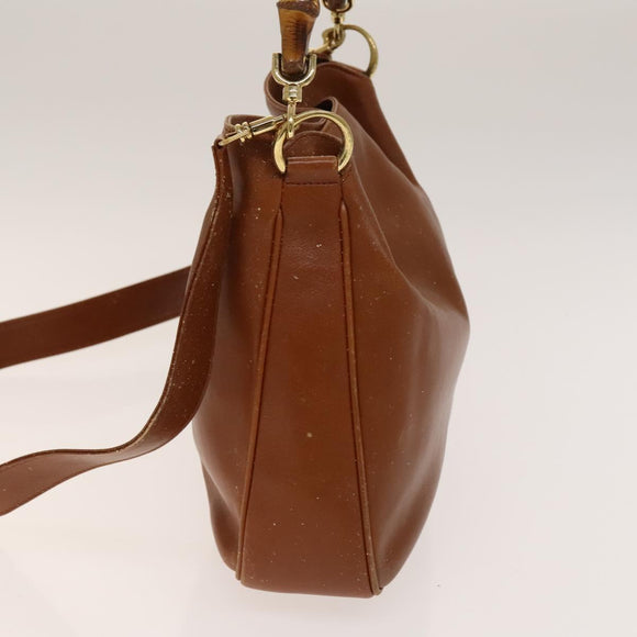 GUCCI Bamboo Hand Bag Leather 2way Brown Gold 001 2113 1638 Auth gh612