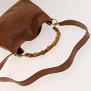 GUCCI Bamboo Hand Bag Leather 2way Brown Gold 001 2113 1638 Auth gh612-7