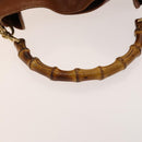 GUCCI Bamboo Hand Bag Leather 2way Brown Gold 001 2113 1638 Auth gh612-8