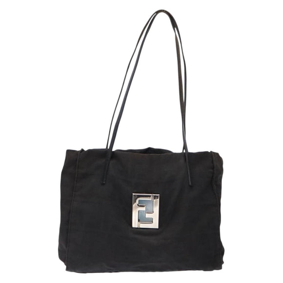 FENDI Zucca Canvas Tote Bag Black Silver Auth gh617