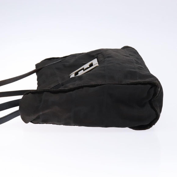 FENDI Zucca Canvas Tote Bag Black Silver Auth gh617