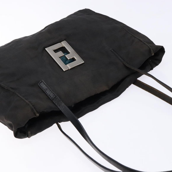 FENDI Zucca Canvas Tote Bag Black Silver Auth gh617