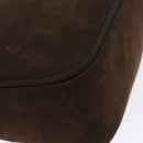 Salvatore Ferragamo Vala Shoulder Bag Suede Brown Gold Auth gh619-9