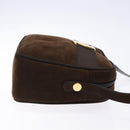 Salvatore Ferragamo Vala Shoulder Bag Suede Brown Gold Auth gh619-3