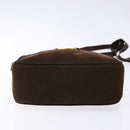 Salvatore Ferragamo Vala Shoulder Bag Suede Brown Gold Auth gh619-5