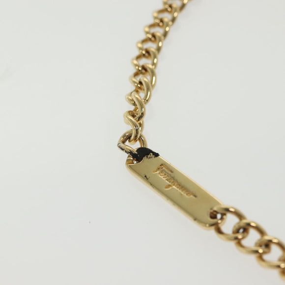 Salvatore Ferragamo Vala Chain Shoulder Bag Leather Navy Gold Auth gh620