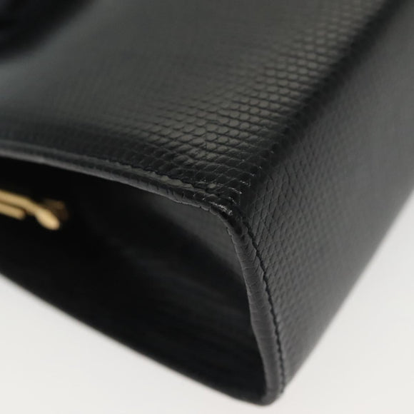 Salvatore Ferragamo Vala Chain Shoulder Bag Leather Navy Gold Auth gh620