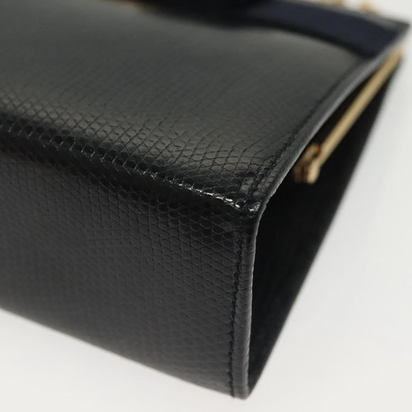 Salvatore Ferragamo Vala Chain Shoulder Bag Leather Navy Gold Auth gh620