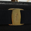 Salvatore Ferragamo Vala Chain Shoulder Bag Leather Navy Gold Auth gh620-19