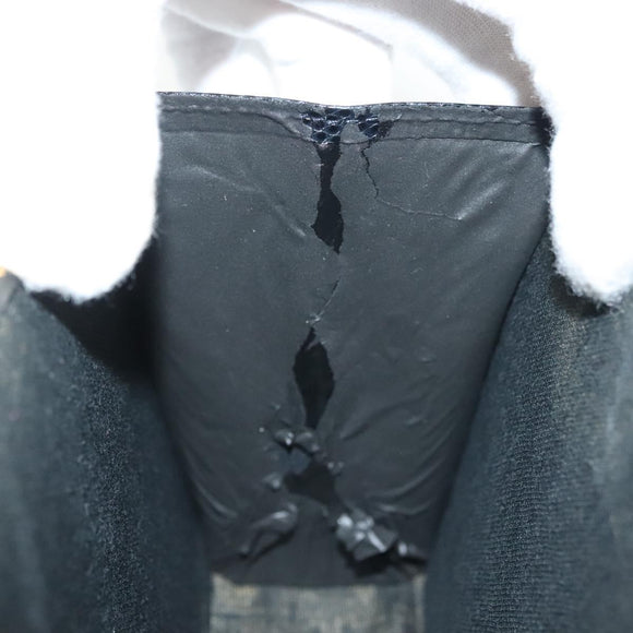 Salvatore Ferragamo Vala Chain Shoulder Bag Leather Navy Gold Auth gh620