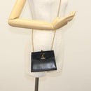 Salvatore Ferragamo Vala Chain Shoulder Bag Leather Navy Gold Auth gh620-22