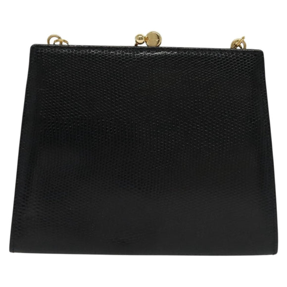 Salvatore Ferragamo Vala Chain Shoulder Bag Leather Navy Gold Auth gh620