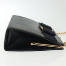 Salvatore Ferragamo Vala Chain Shoulder Bag Leather Navy Gold Auth gh620-3