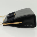 Salvatore Ferragamo Vala Chain Shoulder Bag Leather Navy Gold Auth gh620-4