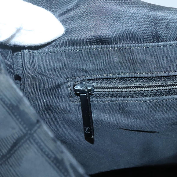 CHANEL New Travel line Tote Bag Nylon Black CC Auth gh623